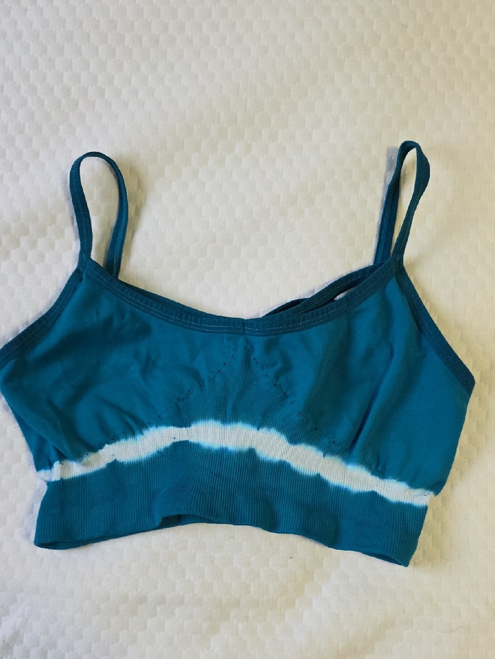 FP Movement by Free People Teal and White Tie-Dye Bralette